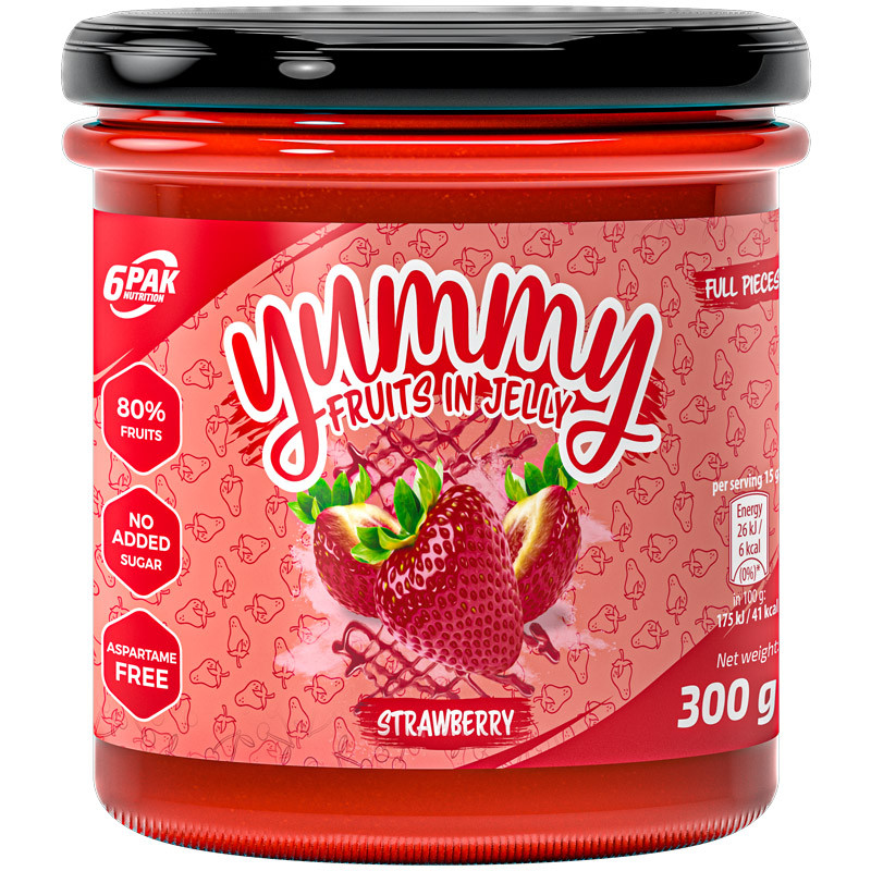 6PAK Nutrition Yummy Fruits In Jelly Strawberry 300g FRUŻELINA