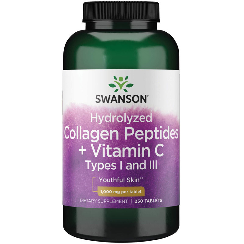 SWANSON Hydrolyzed Collagen Peptides+Vitamin C Types I And III 250tabs