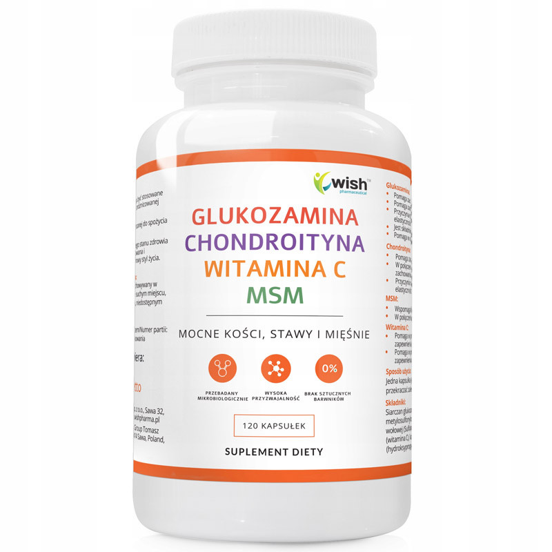 WISH Glukozamina Chondroityna Msm Witamina C 120caps