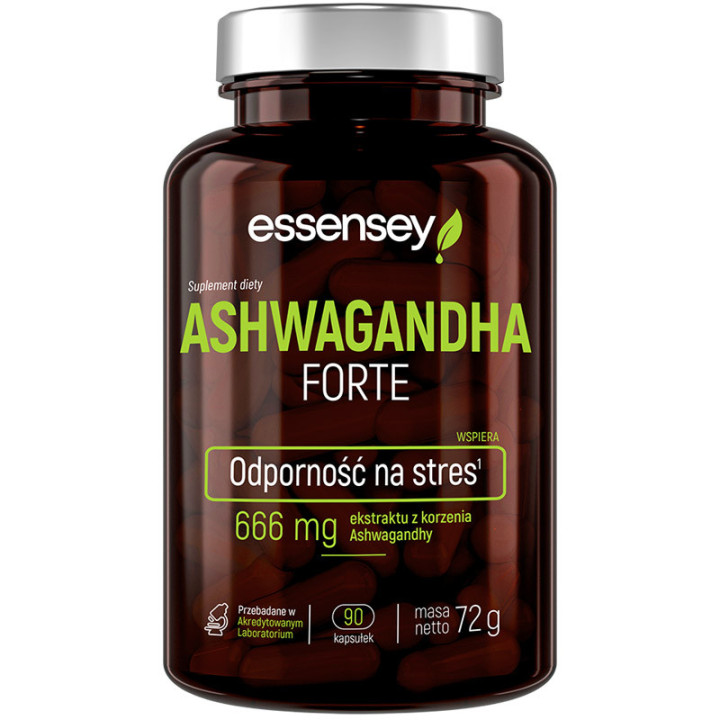 Ashwagandha Forte 666mg 90 kapsułek, Essensey – poprawa samopoczucia!
