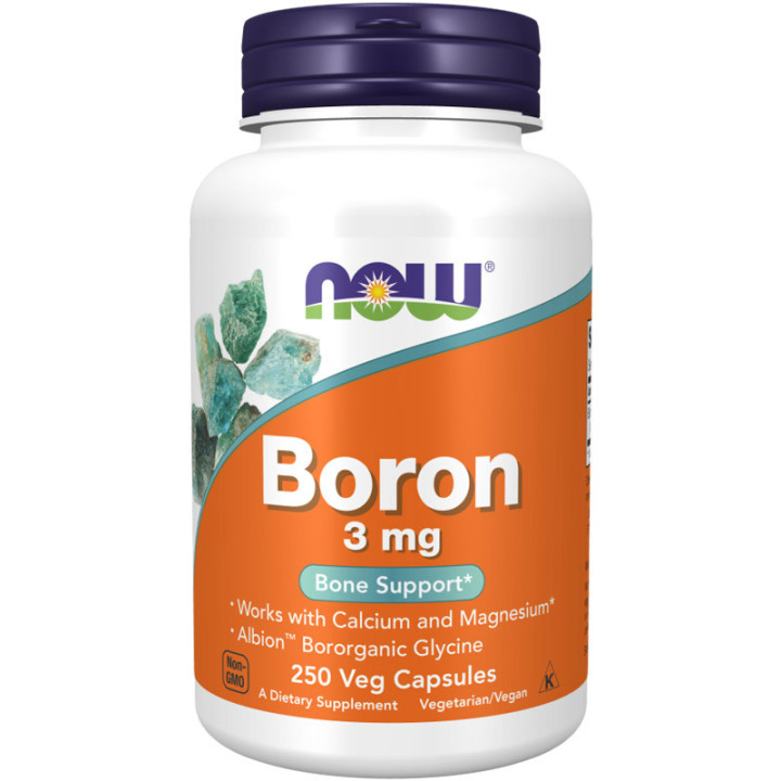 Boron 3mg 250 kapsułek, NOW – produkt chroniący przed rozwojem osteoporozy a także zwiększający przyswajalność witaminy D!