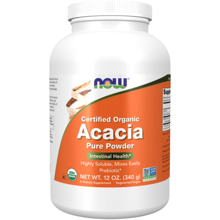 Certified Organic Acacia Pure Powder 340g, NOW – na układ pokarmowy!