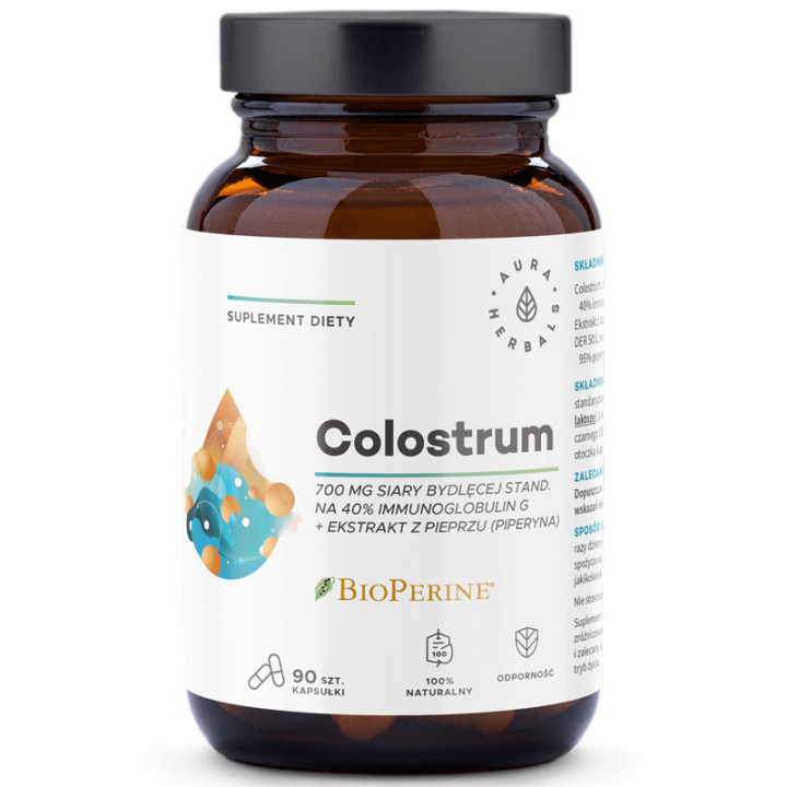 Colostrum 90 kapsułek, Aura Herbals – colostrum - siara bydlęca!