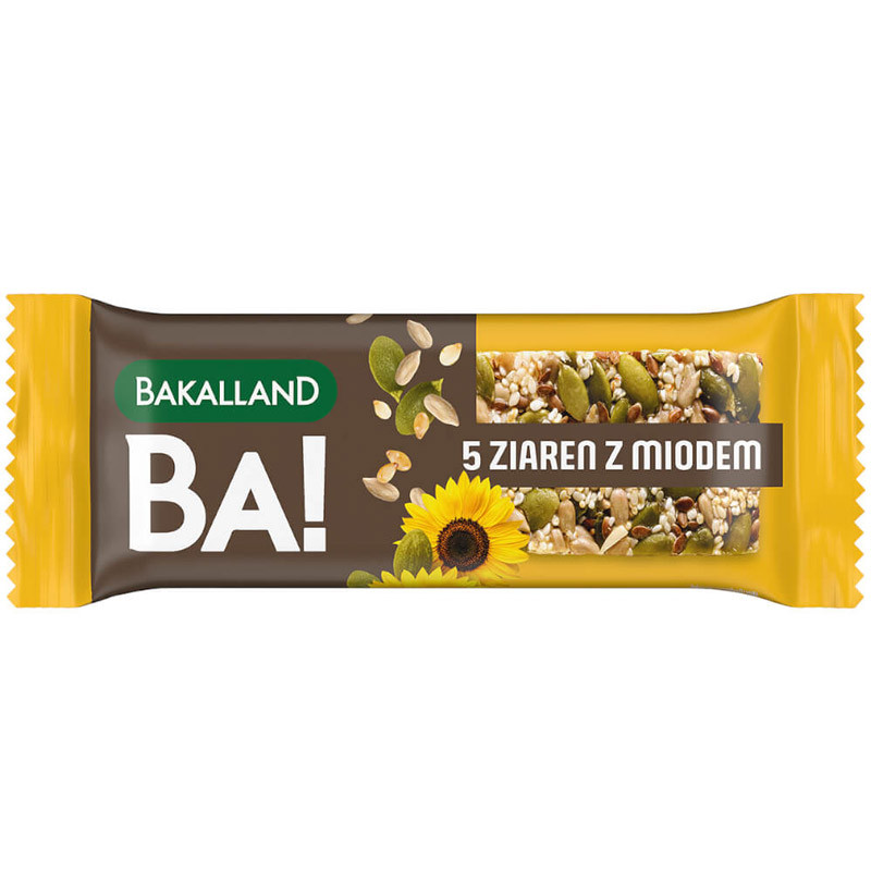 BAKALLAND BA! Baton Zbożowy 5 Ziaren Z Miodem 40g