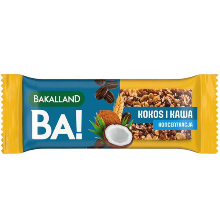 BA! Baton Zbożowy Kokos i Kawa 35g, Bakalland – smak kokosa i kawy!
