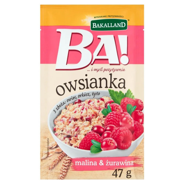 BA! Owsianka Malina&Żurawina 47g, Bakalland – smaczna, pyszna owsianka