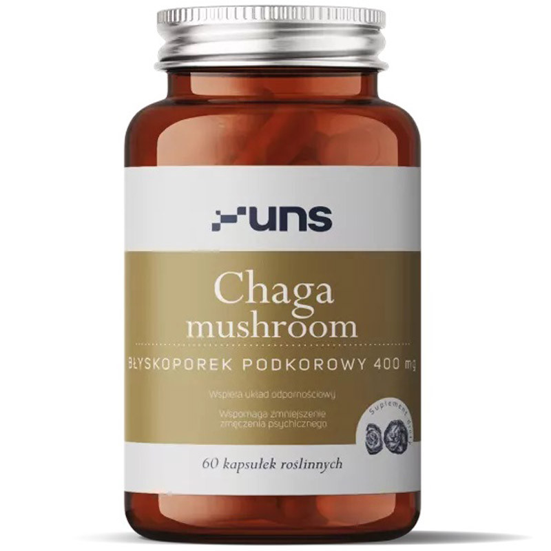 UNS Chaga Mushroom Błyskoporek Podkorowy 400mg 60vegcaps