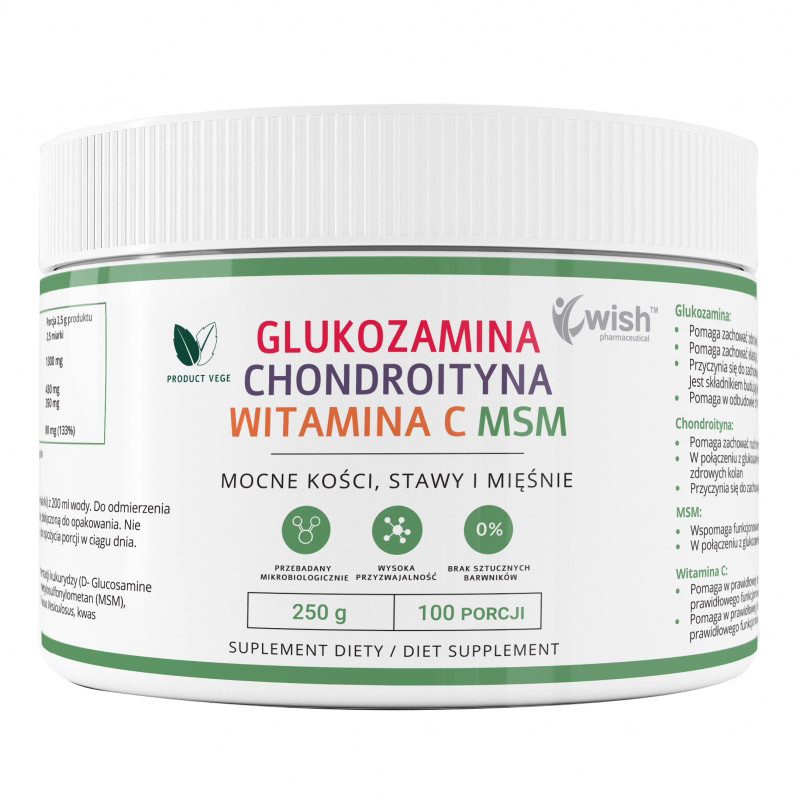 WISH Glukozamina Chondroityna Witamina C MSM Vege 250g