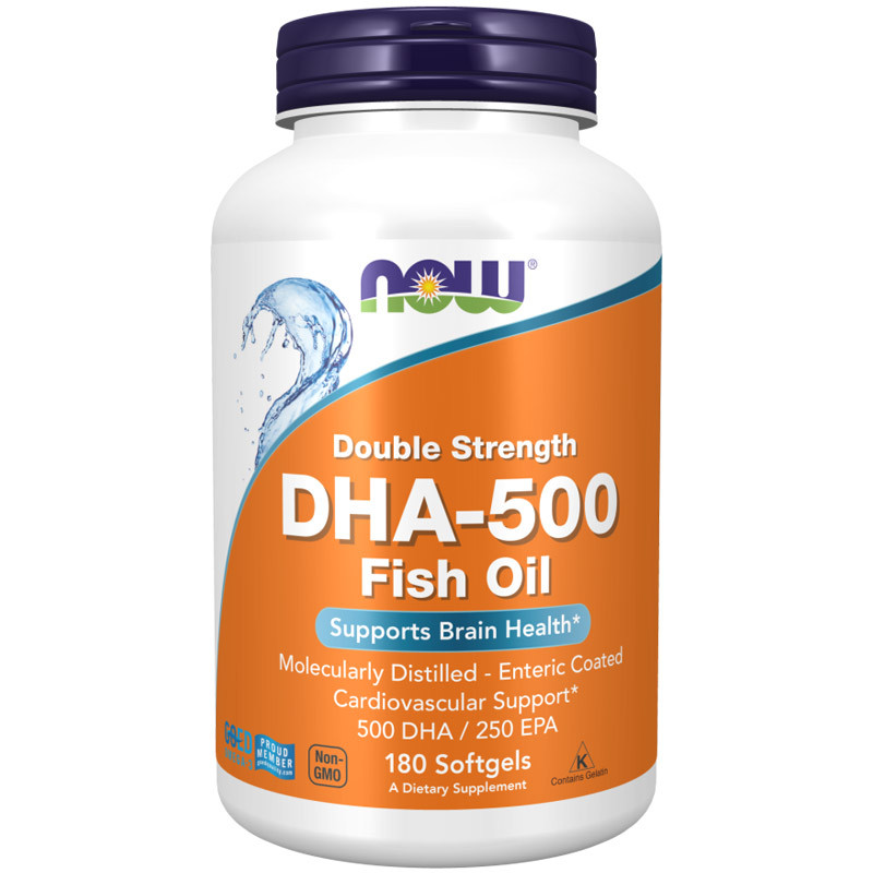 NOW Double Strength DHA-500 Fish Oil 180caps