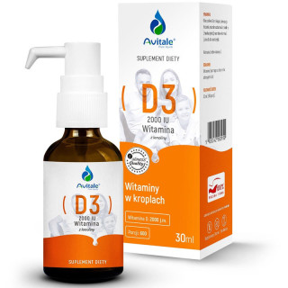 D3 2000 IU Witamina 30ml, Avitale – naturalna witamina D3!