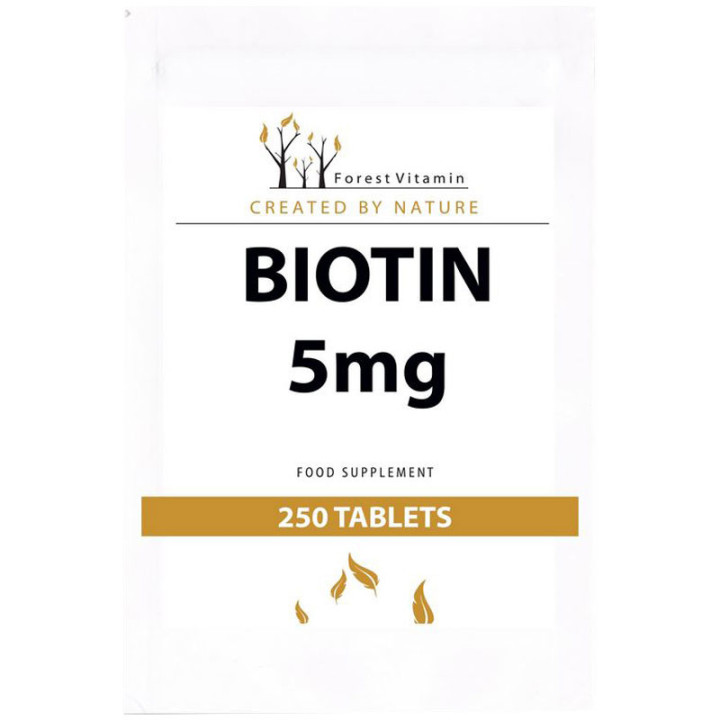 Biotin 5mg 250 tabletek, Forest Vitamin – zdrowie włosów oraz paznokci