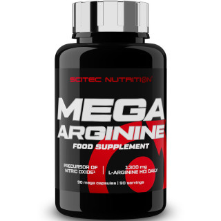 Mega Arginine 90 kapsułek, Scitec - suplement zawierająćy 1300mg farmaceutycznej jakości chlorowodorku argininy w kapsułce