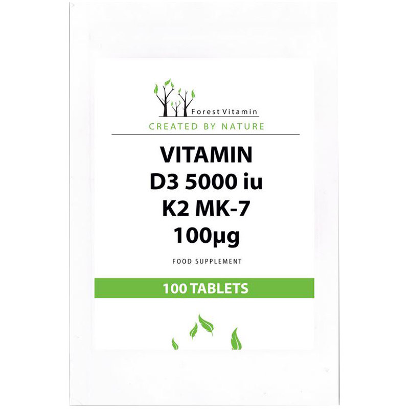 FOREST VITAMIN Vitamin D3 5000 IU K2 MK-7 100ug 100tabs