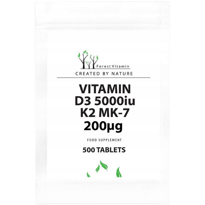 FOREST VITAMIN Vitamin D3 5000 IU K2 MK-7 200ug 500tabs