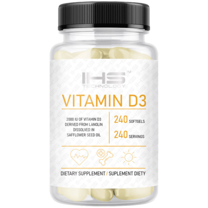 Vitamin D3 2000IU 240 kapsułek, IHS – wsparcie zdrowia!