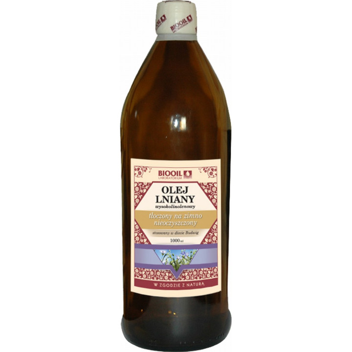BIOOIL Laboratorium Olej Lniany Tłoczony Na Zimno 1L