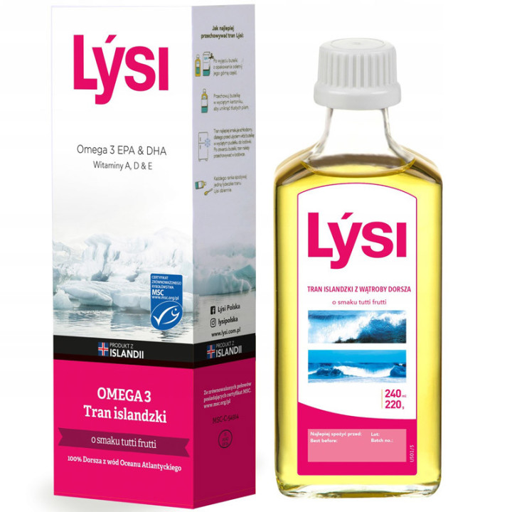 Omega 3 Tran Islandzki 240ml, Lysi – najwyższa czystość i skuteczność!