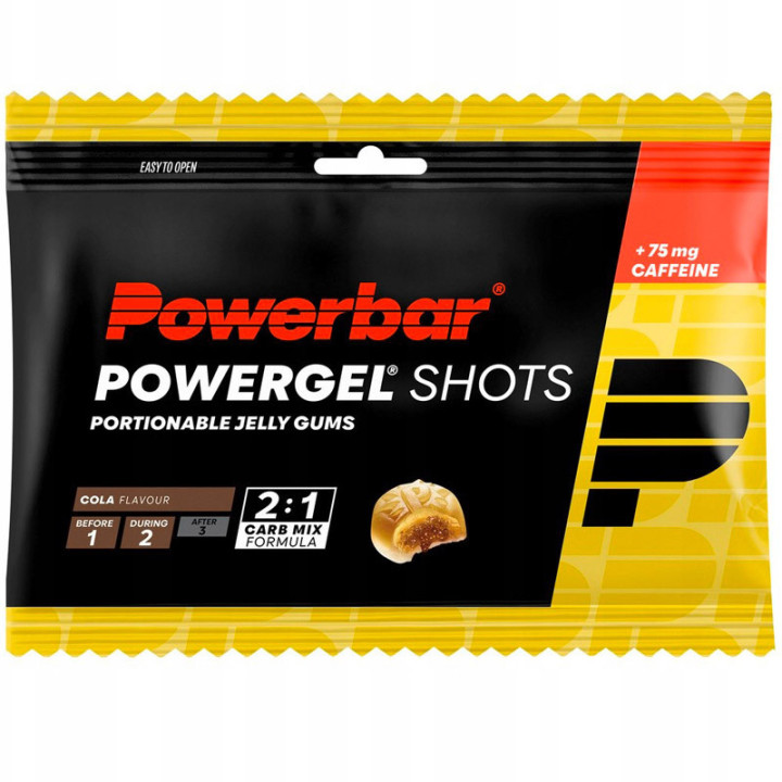 PowerGel Shots 60g, PowerBar - żelki energetyczne z kofeiną zapewniające przypływ energii podczas wysiłku fizycznego!