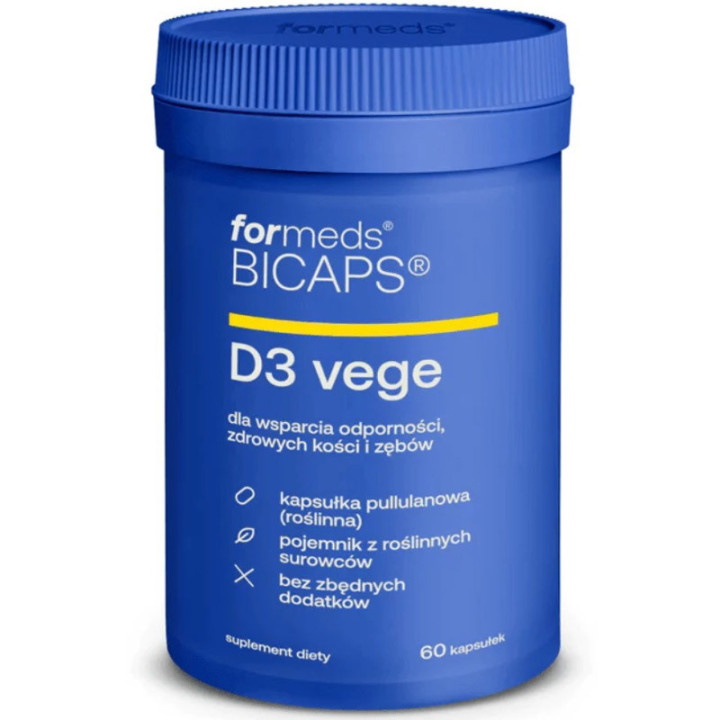 Bicaps D3 Vege 60 kapsułek, ForMeds - wegańska formuła witaminy D3!