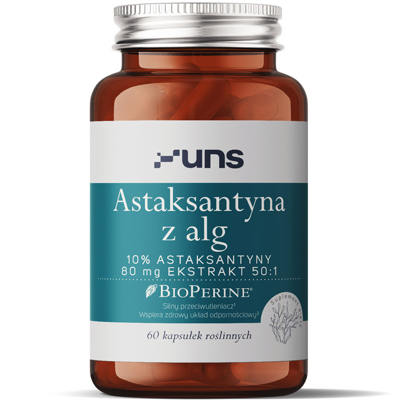 UNS Astaksantyna z Alg 10% Astaksantyny 80mg Ekstrakt 50:1 60vegcaps