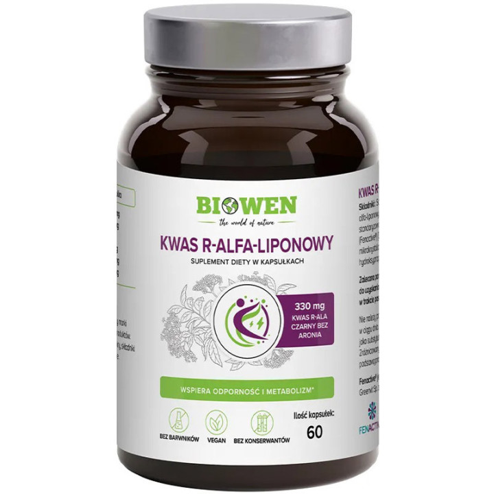 Kwas R-Alfa-Liponowy 300mg 60 kaspułek, Biowen – energia, odporność!