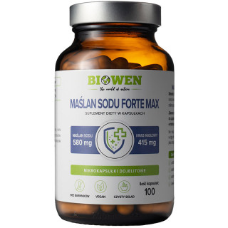 Maślan Sodu Forte Max 580mg 100 kapsułek, Biowen – wsparcie mikrobioty