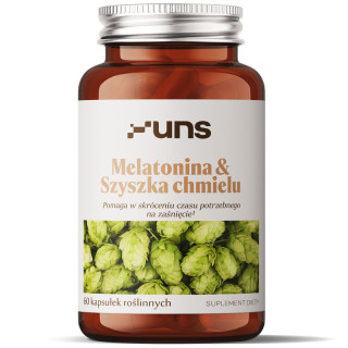 Melatnina&Szyszka Chmielu 60 kapsułek, UNS - naturalne wsparcie zdrowego snu, wyciszenia i regeneracji organizmu!