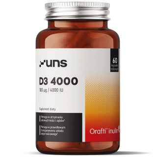 D3 4000 60 kapsułek wegańskich, UNS - wysoka dawka witaminy D dla odporności, kości i prawidłowej pracy mięśni!