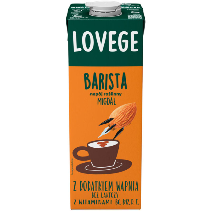 Lovege Barista Napój Roślinny Migdał 1000ml, Sante - idealny do kawy!
