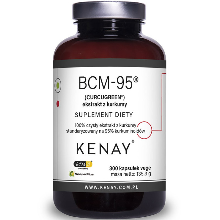 BCM-95 Curcugreen Ekstrakt Z Kurkumy 300 kapsułek, Kenay – ektrakt z kurkumy szybko wchłaniany i przyswajalny!