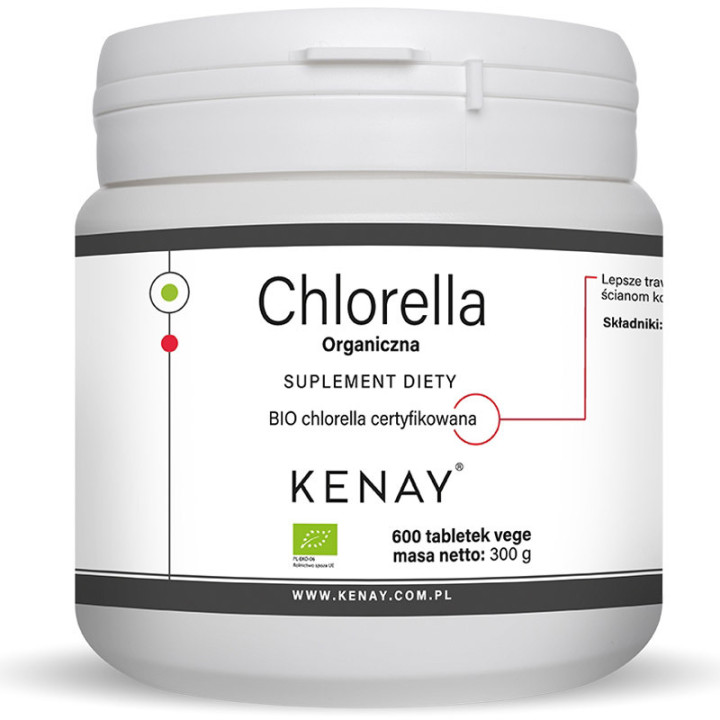 Chlorella Organiczna 600 tabletek, Kenay – produkt usuwający toksyny z całego organizmu oraz zapewniający równowagę trawienia!