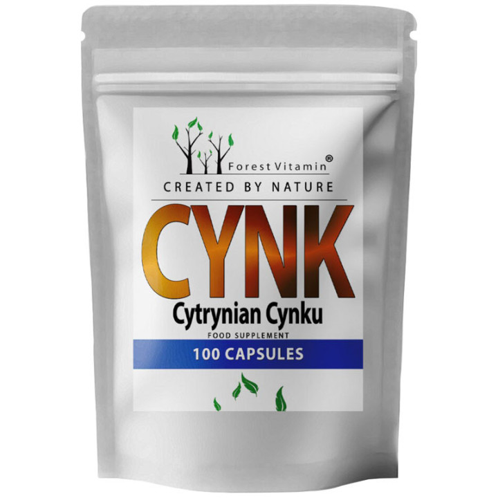 Cynk Cytrynian Cynku 100caps, Forest Vitamin - dla odporności, skóry!