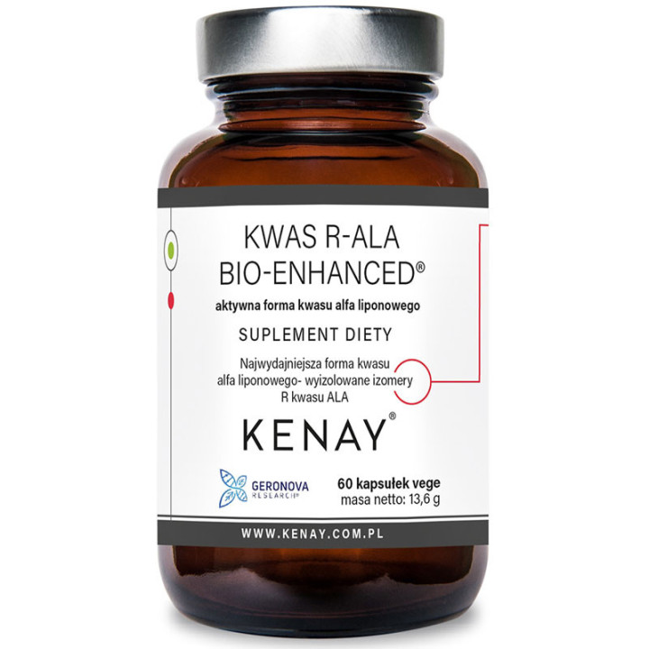 Kwas R-ALA Bio-Enhanced 60 kapsułek, Kenay – kwas r-alfa liponowy posiadający silne właściwości antyoksydacyjne!