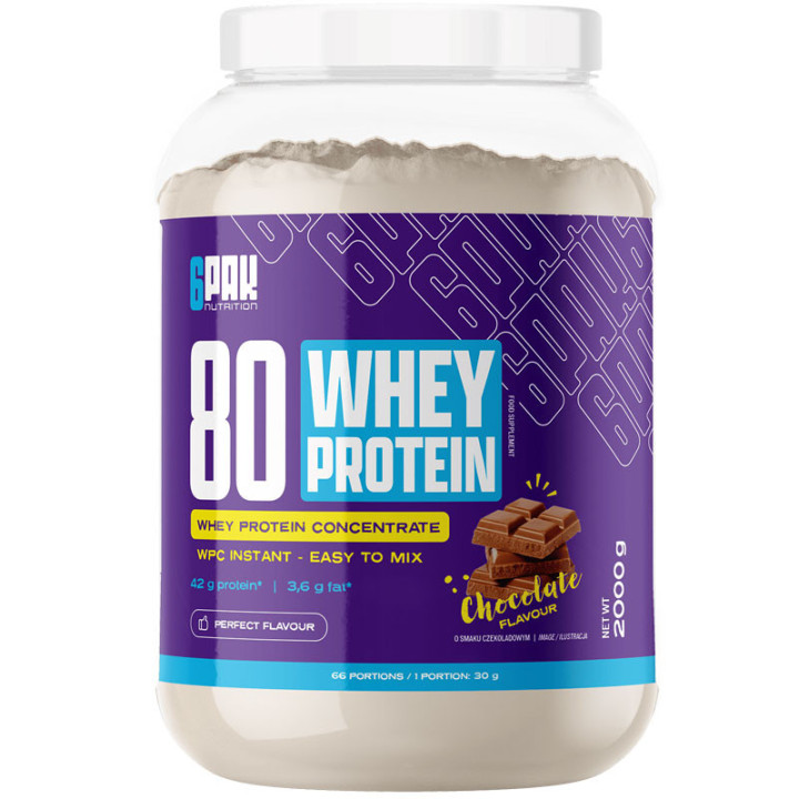80 Whey Protein 2000g, 6Pak Nutrition – dla rozbudowy masy mięśniowej!
