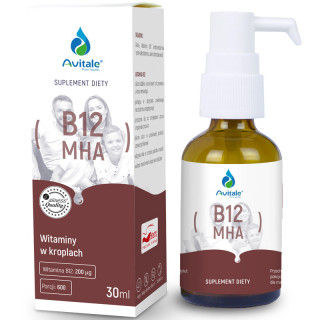 B12 MHA 200µg 30ml, Avitale – trzy aktywne formy witaminy B12!