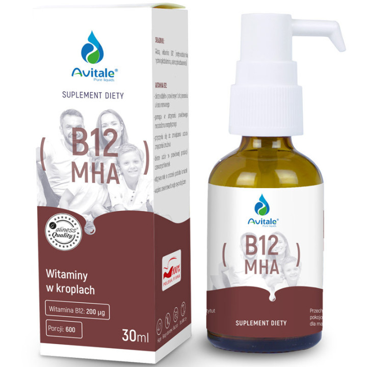 B12 MHA 200µg 30ml, Avitale – trzy aktywne formy witaminy B12!