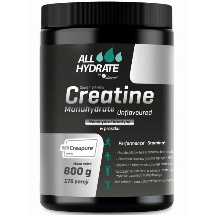 Creatine Monohydrate Creapure 600g, ALLHydrate – siła, wydolność!