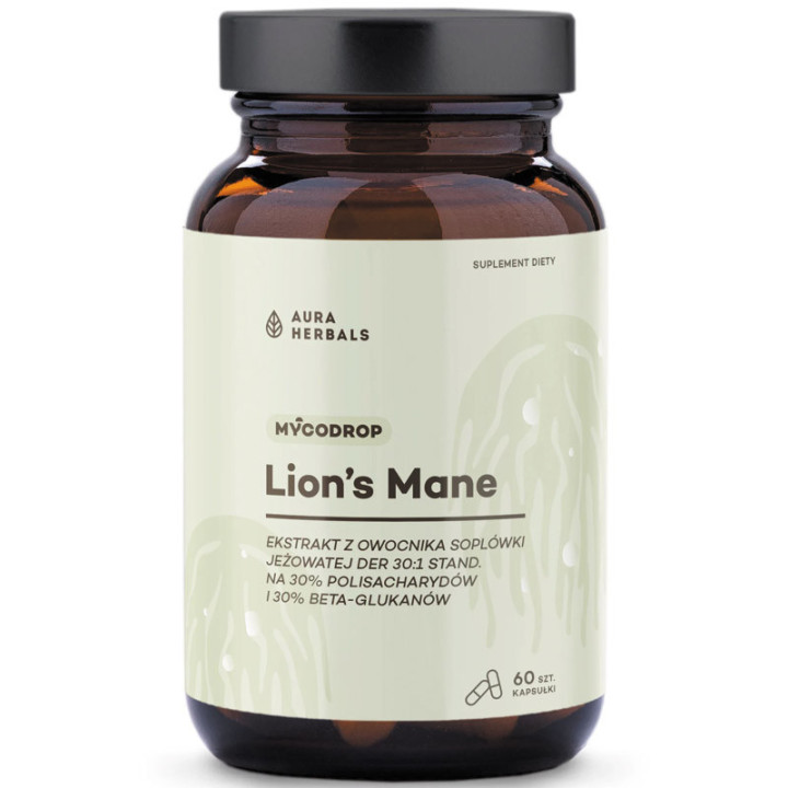 MycoDrop Lion's Mane 60caps, Aura Herbals – wsparcie koncentracji!