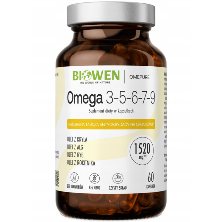 Omega 3-5-6-7-9 60 kapsułek, Biowen – kompleks wielonienasyconych kwasów tłuszczowych!