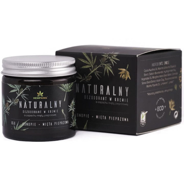 Naturalny Dezodorant w Kremie Konopie &Mięta Pieprzowa 65g, HempKing – naturalna świeżość i skuteczna ochrona!