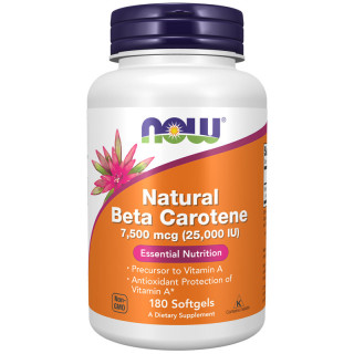 Now natural beta carotene 25000 IU 180 caps - Sklep internetowy TANIE ODŻYWKI