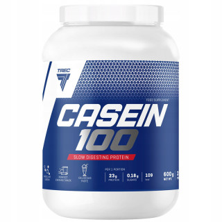 Trec Casein 100 Słój 600g, Trec - 100% naturalna kazeina micelarna idealna do stosowania na noc jako długo wchłanialne białko!