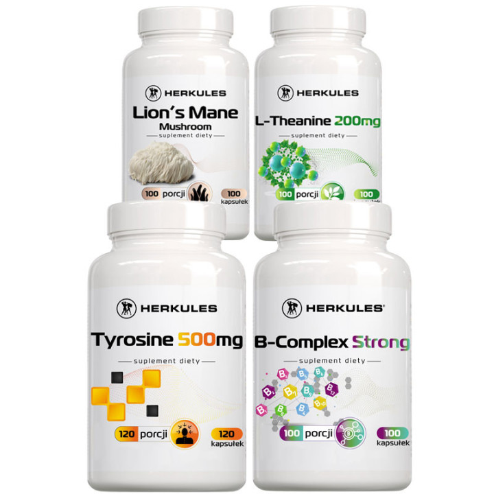 HERKULES FOCUS STACK – Koncentracja, Pamięć i Produktywność | Lion’s Mane, Tyrozyna + L-Theanina