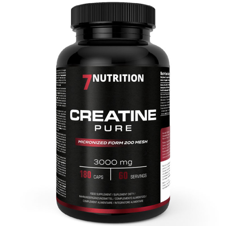 Creatine Pure 180 kapsułek, 7Nutrition - wsparcie siły, wydolności i rozwoju masy mięśniowej!