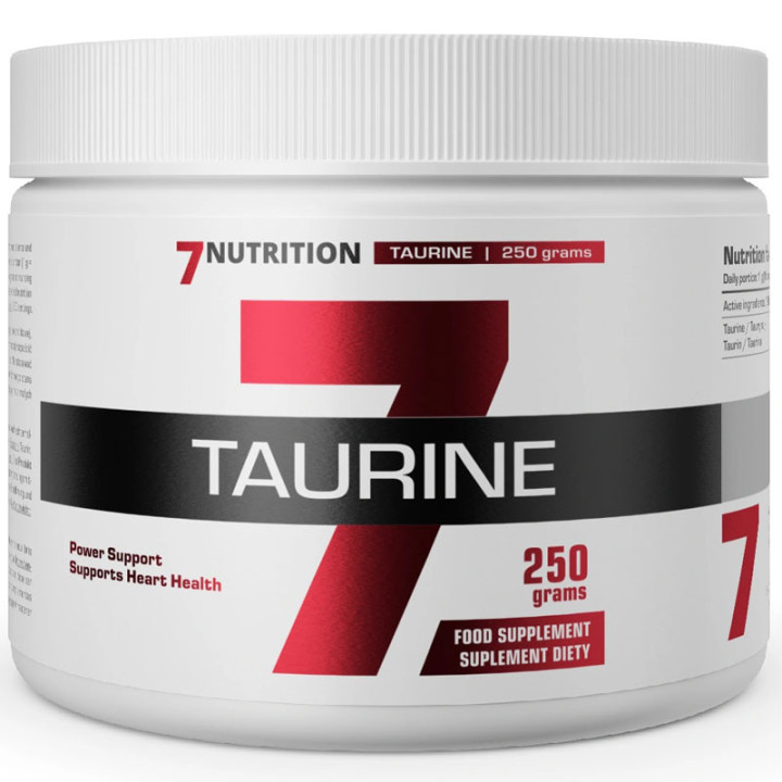 Taurine 250g, 7Nutrition - wsparcie energii, pracy mięśni, układu nerwowego!