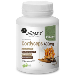 Cordyceps 400mg 90 kapsułek, Aliness - wysokiej jakości ekstrakt z Cordyceps sinensis!