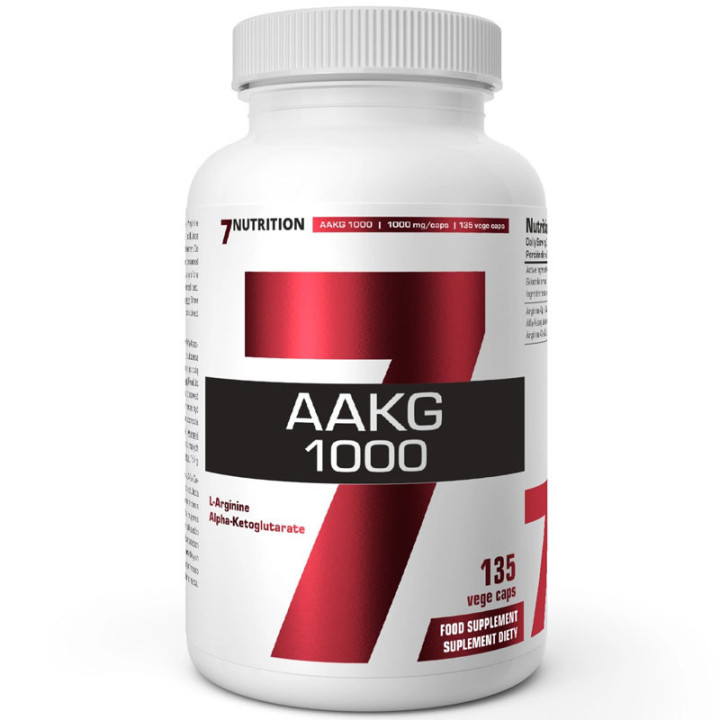 AAKG 1000 135 kapsułek, 7Nutrition – najwyższej jakości alfa-ketoglutaran argininy dla lepszego dotlenienia mięśni!