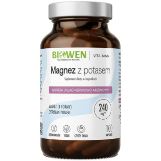 Magnez z Potasem 100 kapsułek, Biowen – dla serca, mięśni!