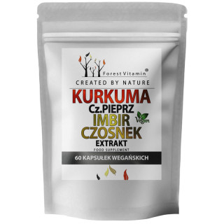 Kurkuma Czarny Pieprz Imbir Czosnek 60 kapsułek, Forest Vitamin – kompleksowe wsparcie organizmu!