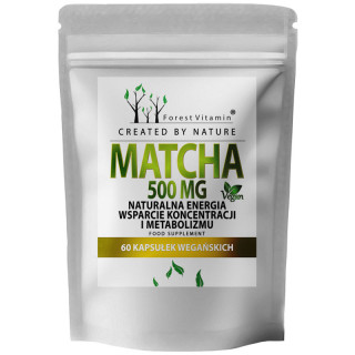 Matcha 500 mg 60 kapsułek, Forest Vitamin – moc japońskiej zielonej herbaty dla energii!